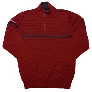 NIKE Tiger Woods 100% Merino Wool 1/4 Zip Pullover Sweater Isleworth Red Large L